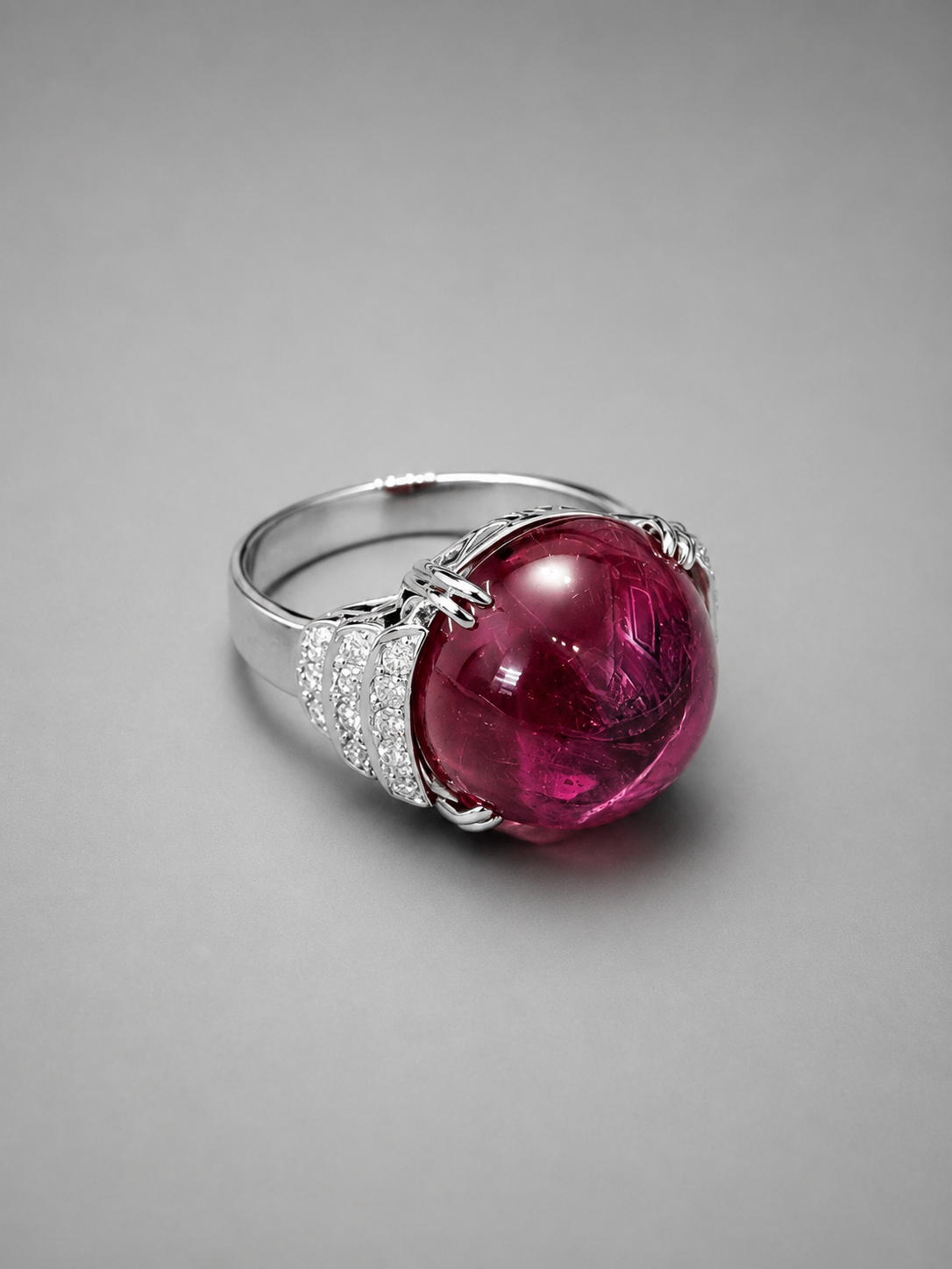 Art Deco Rubellite and Diamond Ring