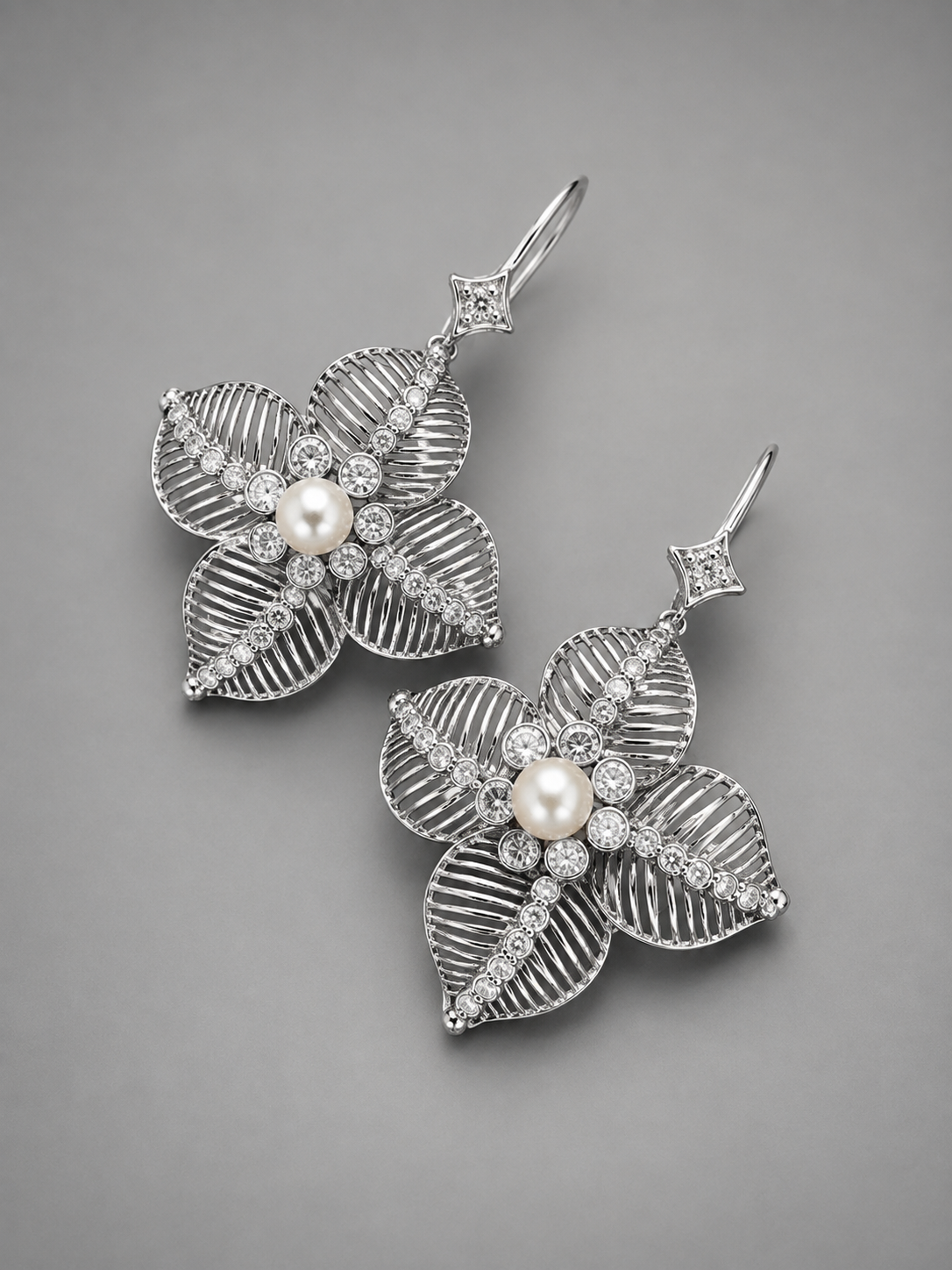 Antique Platinum and Natural Pearl Earrings
