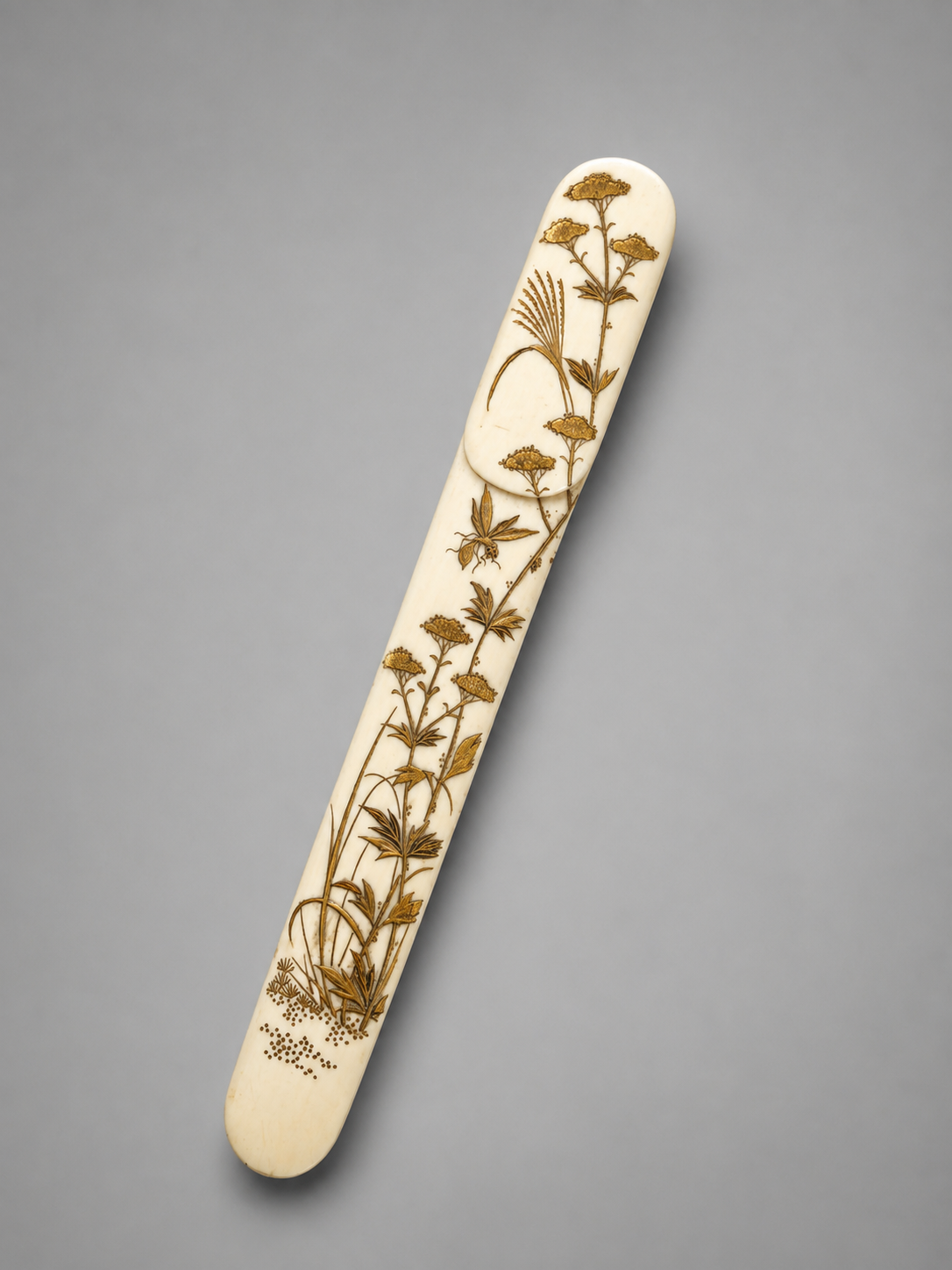 Signed Edo Period Gold Inlay Bookmark