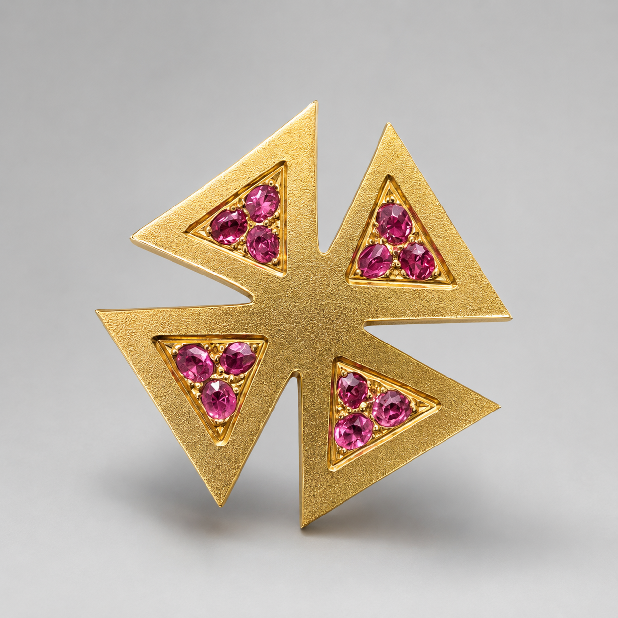 Gilded Ruby Maltese Cross Ring