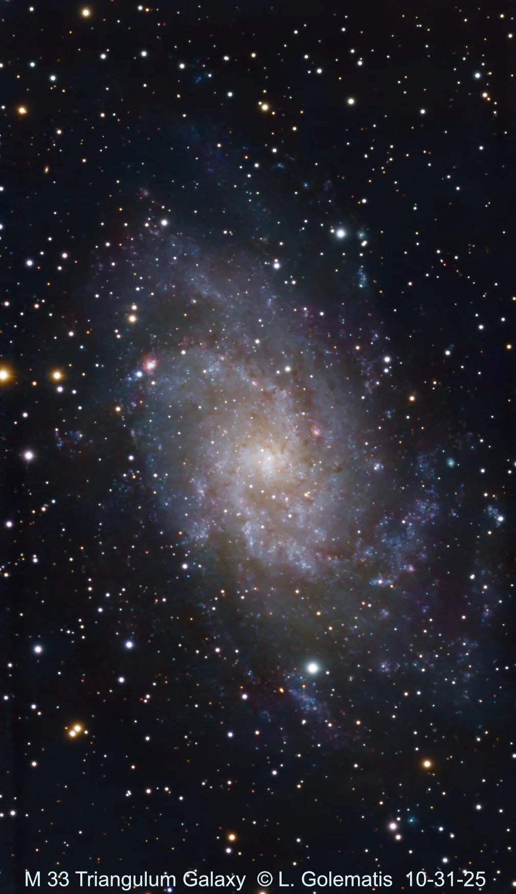 M33 Triangulum Galaxy. (2030 Subs X 30 Sec. Integration  under Bortle 7). Captured 2025.10.31