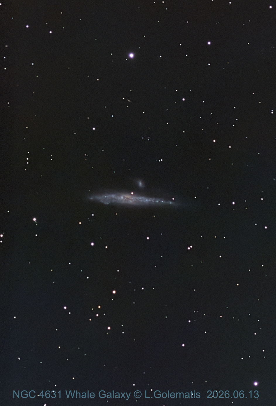 NGC 4631 Whale Galaxy (454 Subs. X 30 Sec. under Bortle 7) Captured 2026.06.13