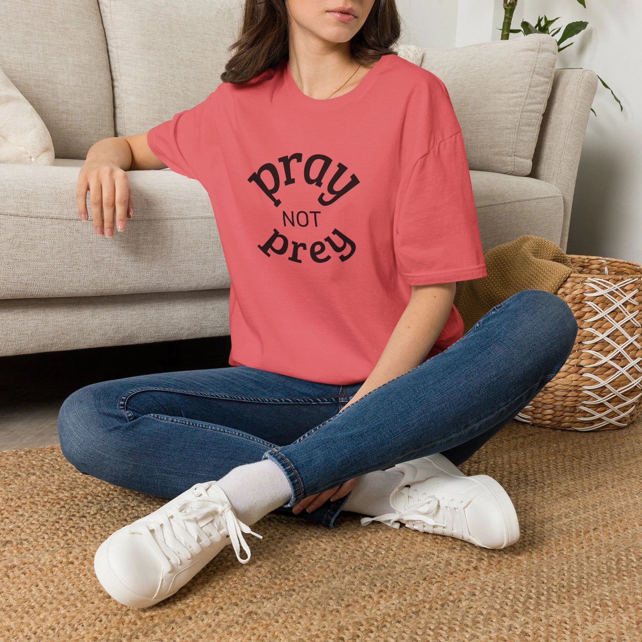 Pray Not Prey Graphic T-Shirt — Faith-Inspired Christian Message Tee