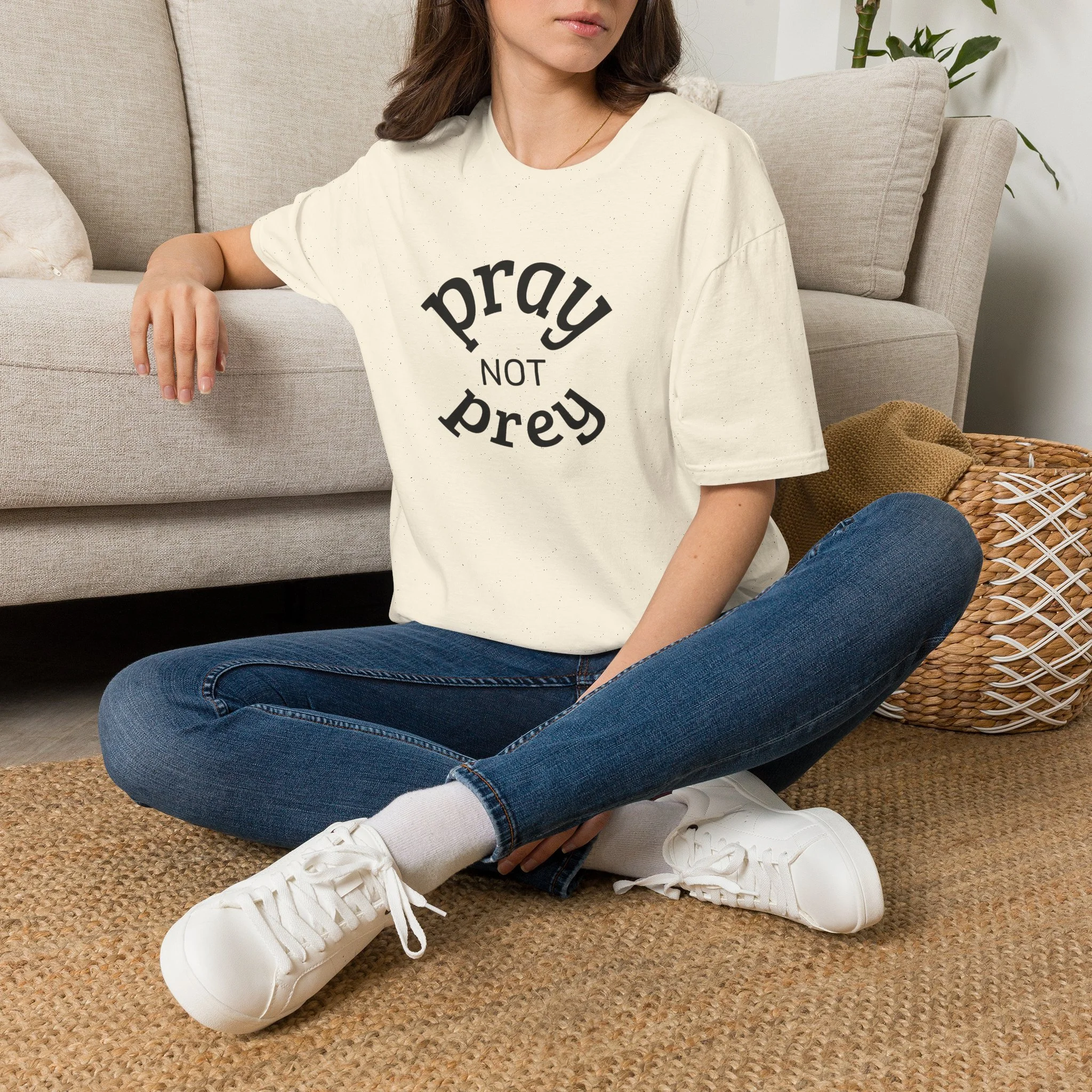 Pray Not Prey Graphic T-Shirt — Faith-Inspired Christian Message Tee