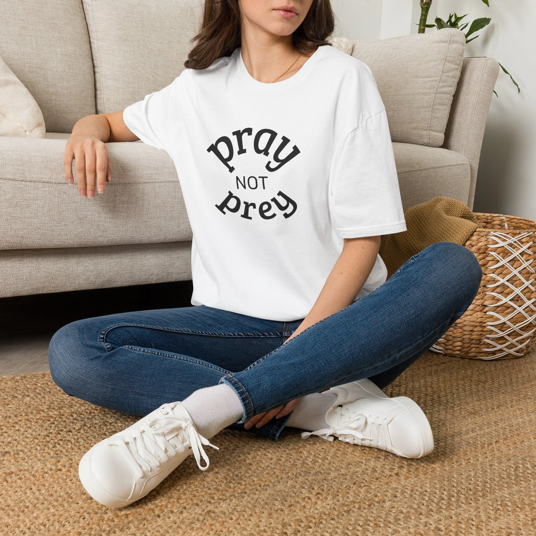 Pray Not Prey Graphic T-Shirt — Faith-Inspired Christian Message Tee