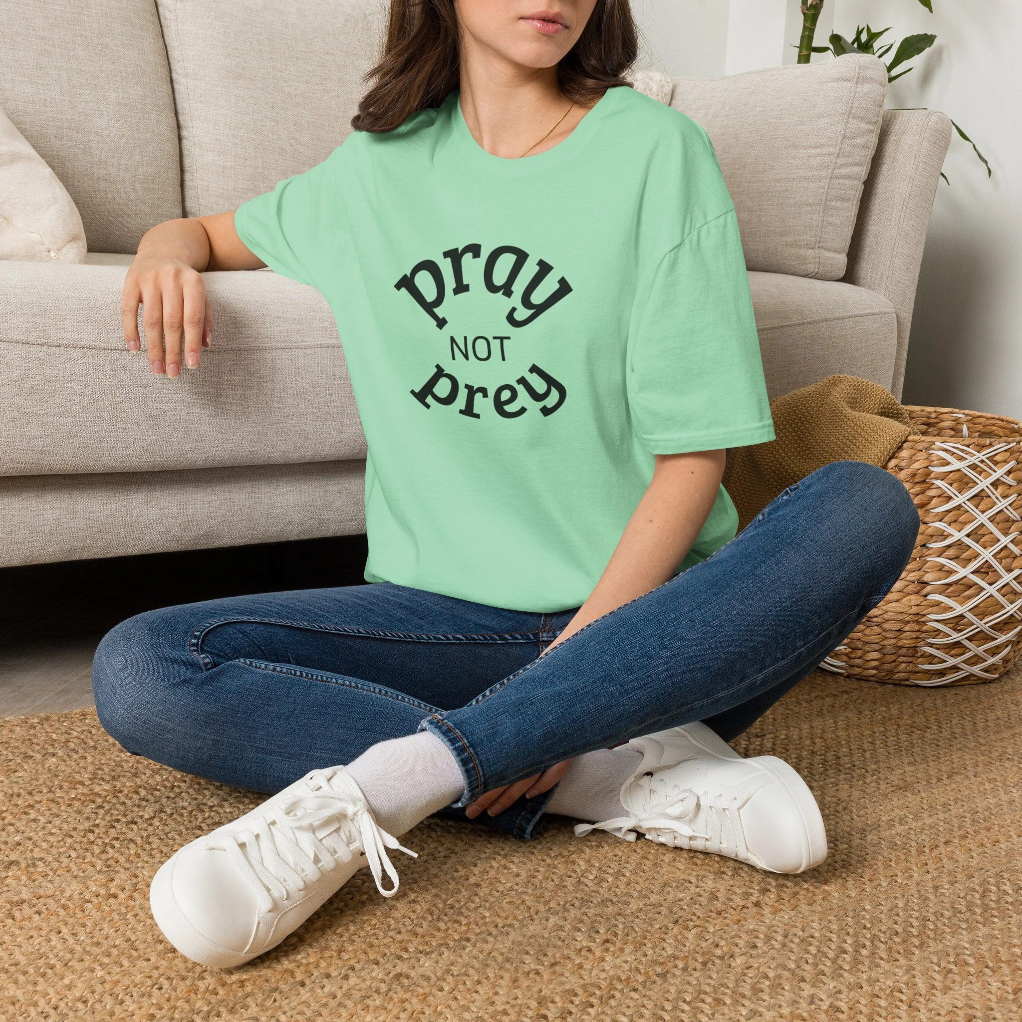 Pray Not Prey Graphic T-Shirt — Faith-Inspired Christian Message Tee