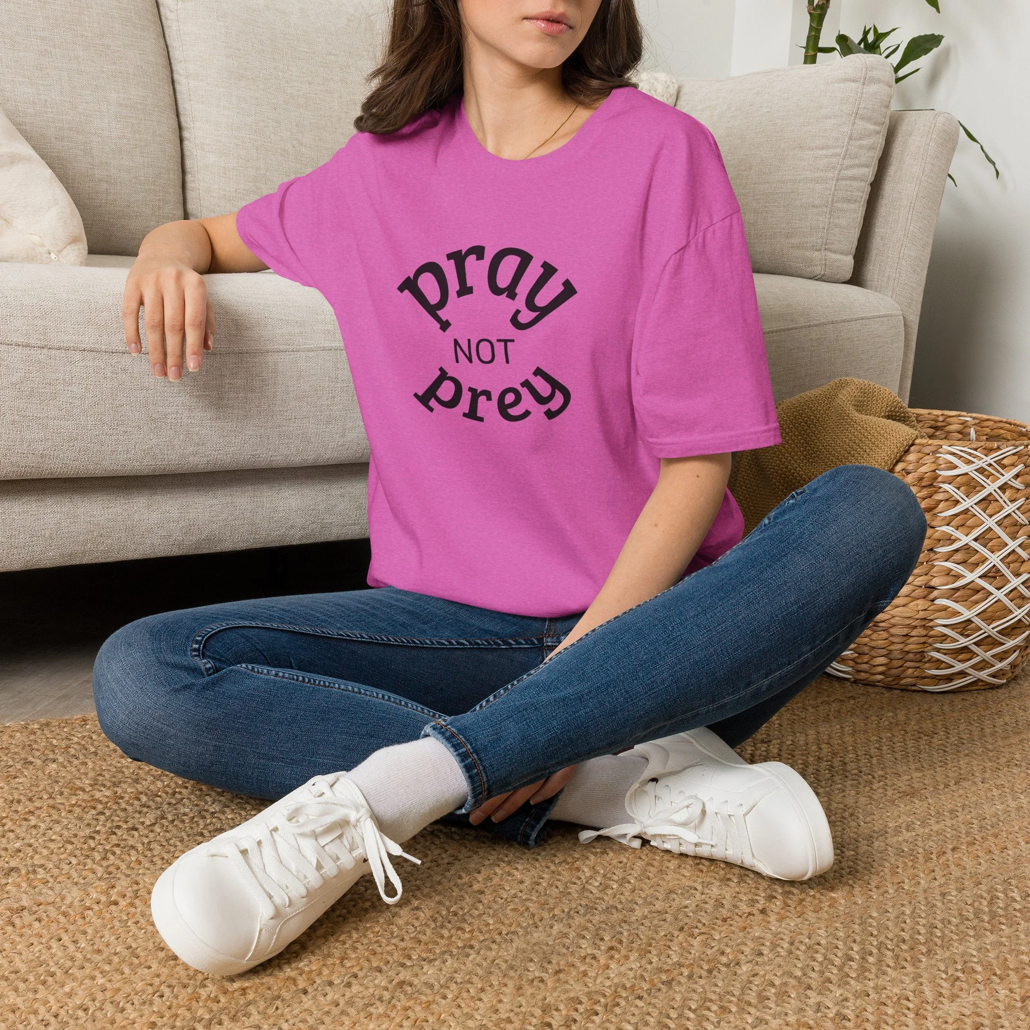 Pray Not Prey Graphic T-Shirt — Faith-Inspired Christian Message Tee