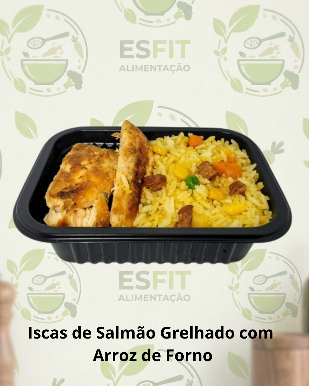 Iscas de Salmão Grelhado com  Arroz de Forno