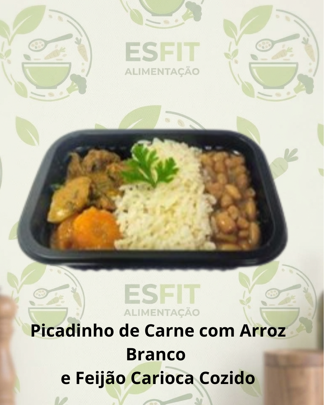 Picadinho de Carne com Arroz Branco  e Feijão Carioca Cozido