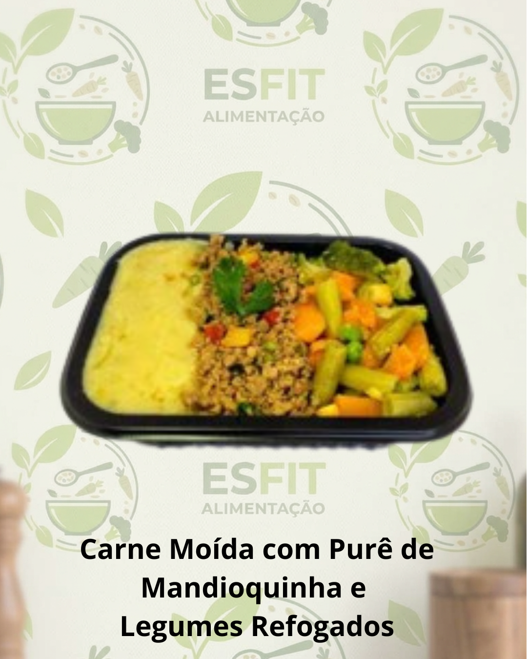 Carne Moída com Purê de Mandioquinha e  Legumes Refogados