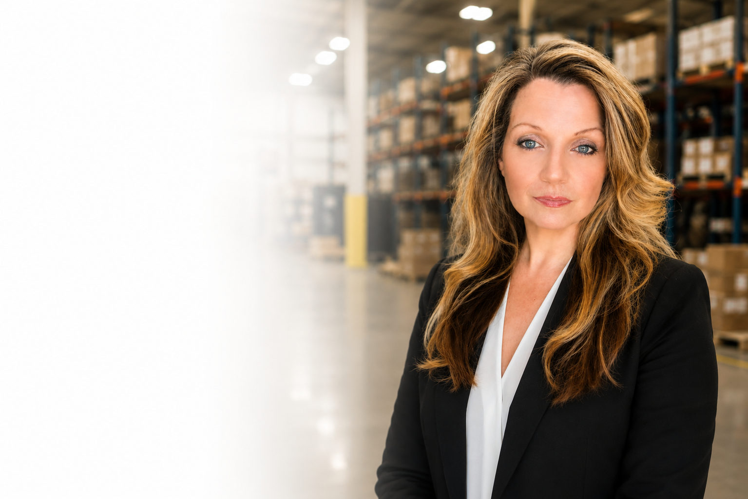 Shannon Dury, HR consultant and founder of ASC hr LLC, providing on-site HR support at a small business warehouse