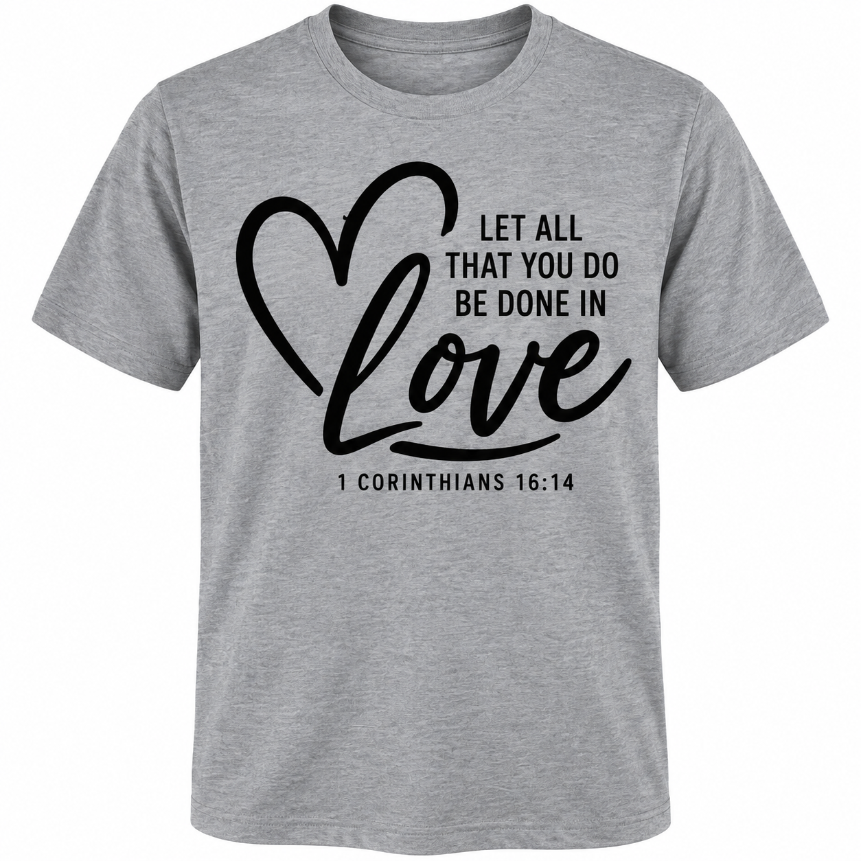 Gray T-Shirt with Love Typography