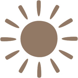 Illustration of a stylized sun with a central circle and radiating rays.