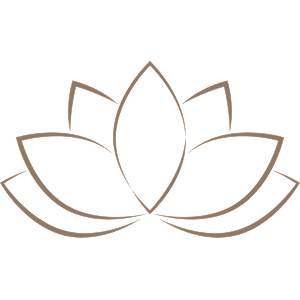 Minimalist line drawing of a lotus flower with multiple petals.