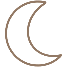 A simple line drawing of a crescent moon.