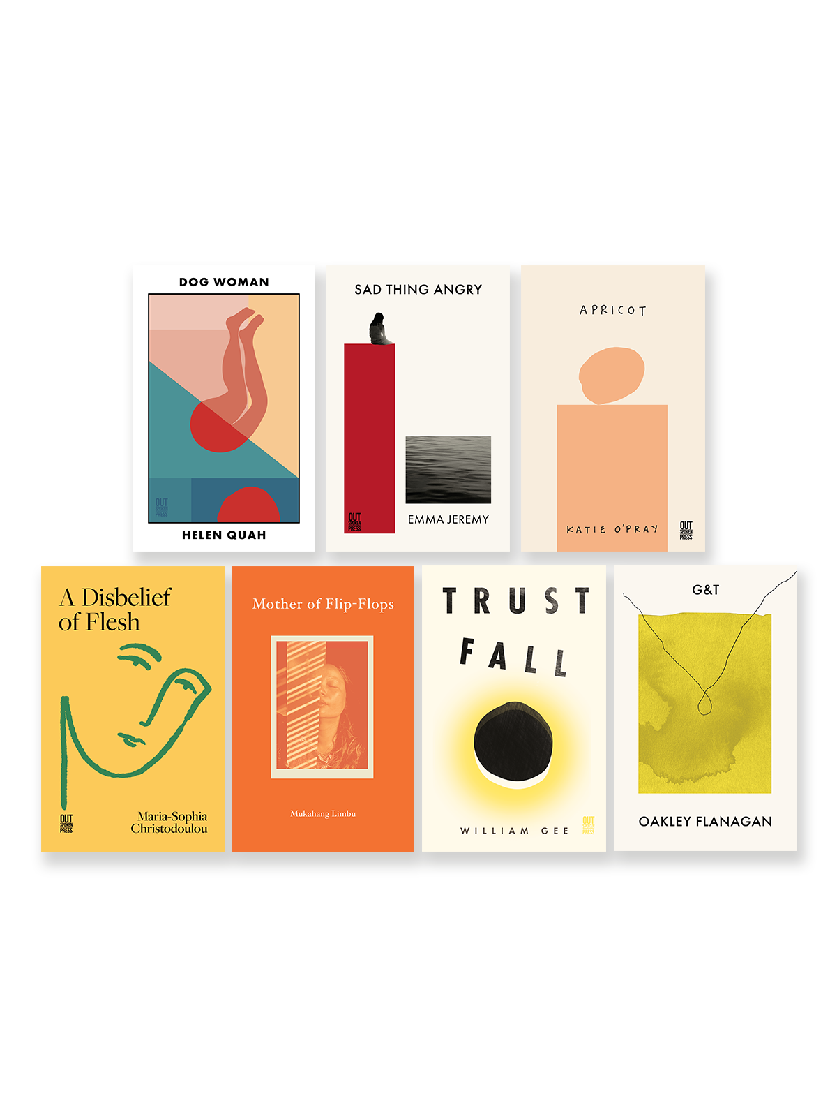 Wayne Holloway-Smith's list - Seven Book Bundle  (Dog Woman, Mother of Flip-Flops, Apricot, A Disbelief of Flesh, Trust Fall, Sad Thing Angry, G&T)
