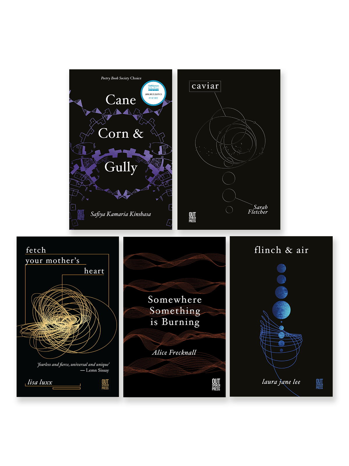 Joelle Taylor's list - Five Book Bundle  (Cane, Corn & Gully, Fetch Your Mother's Heart, flinch & air, Somewhere Something is Burning, Caviar)