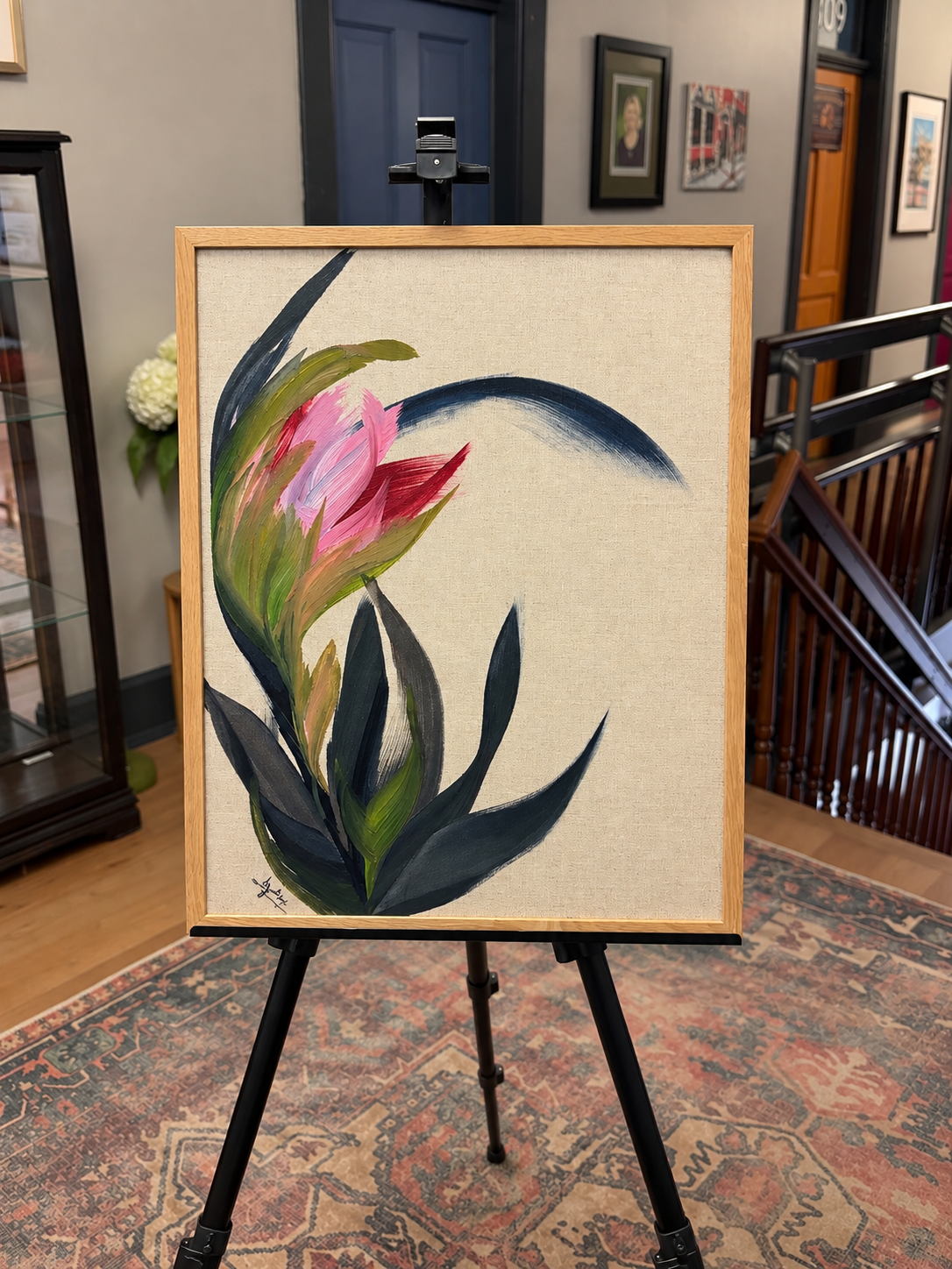 Framed Protea Painting in Gallery Interior.png