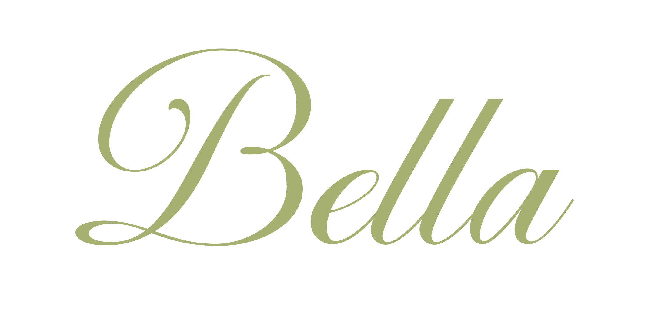 Stylized green text that reads 'Bella' in cursive font.
