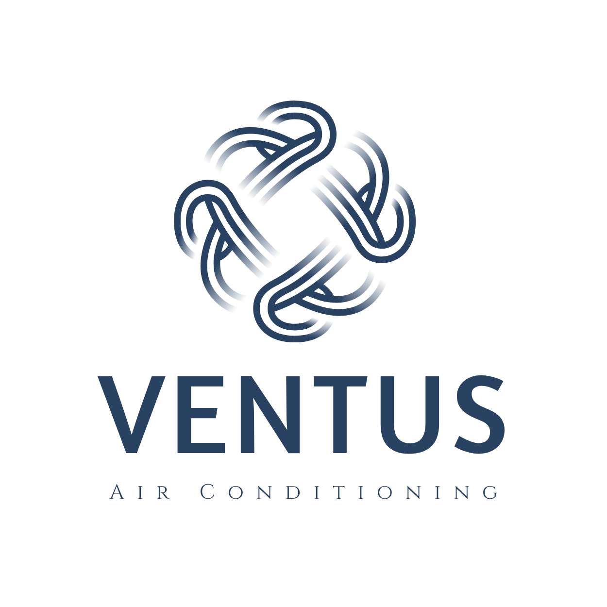Logo for Ventus Air Conditioning featuring an intricate knot design and the company name.