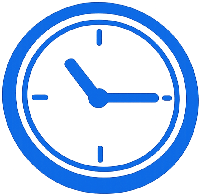 Orologio da parete blu con lancette che mostrano le 4:50.
