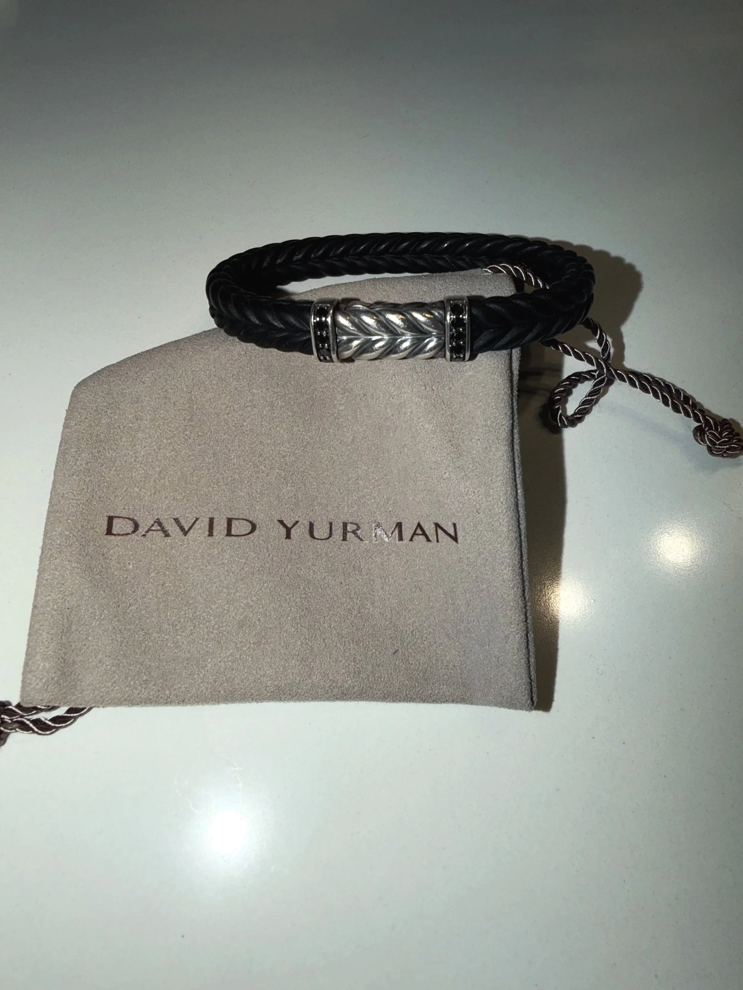 David Yurman - CHEVRON BRACELET Black Rubber with Black Diamonds .52carats, and 925 Sterling Silver, 9mm