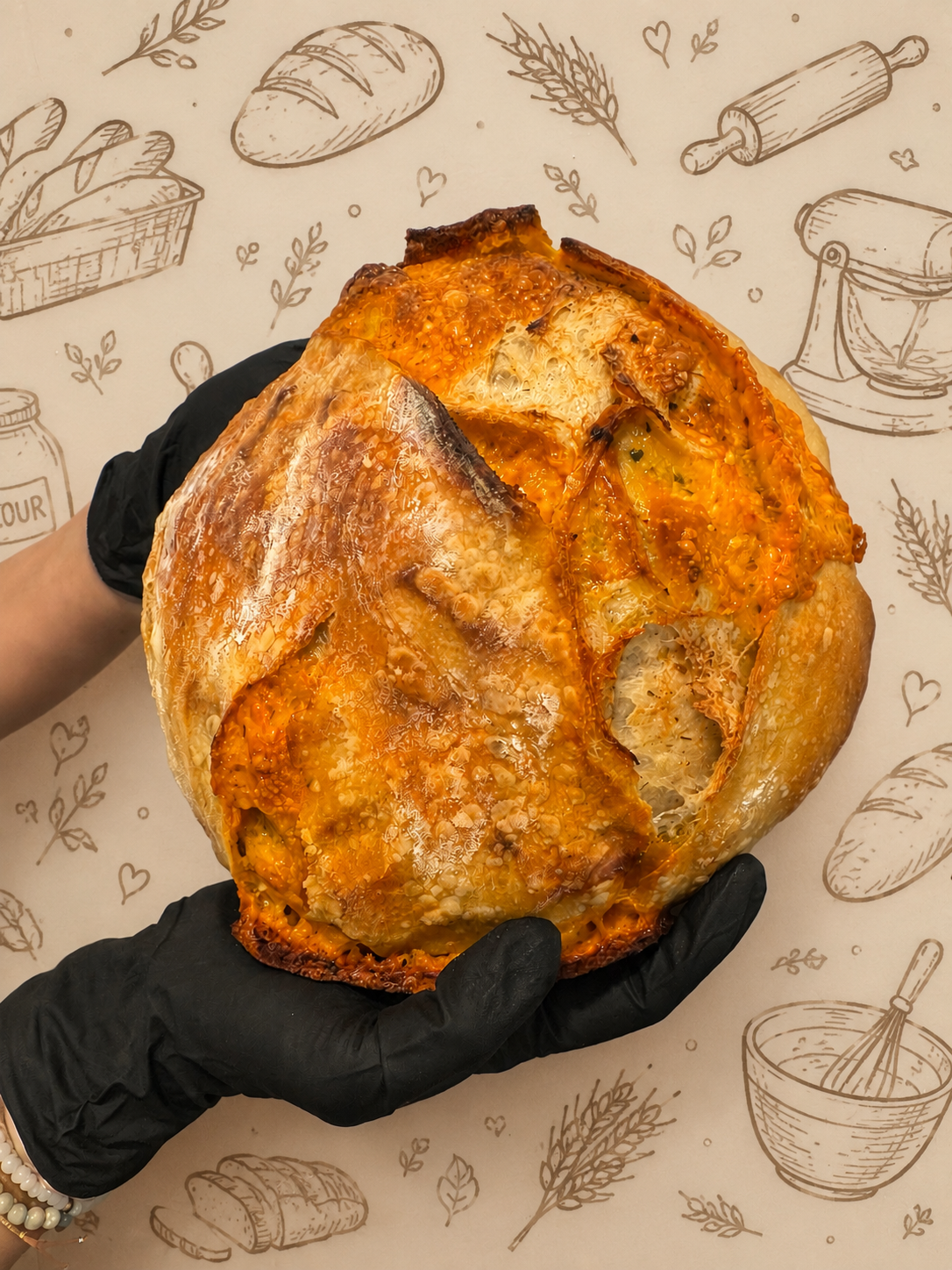 Garlic Herbs & Cheese Sourdough Loaf