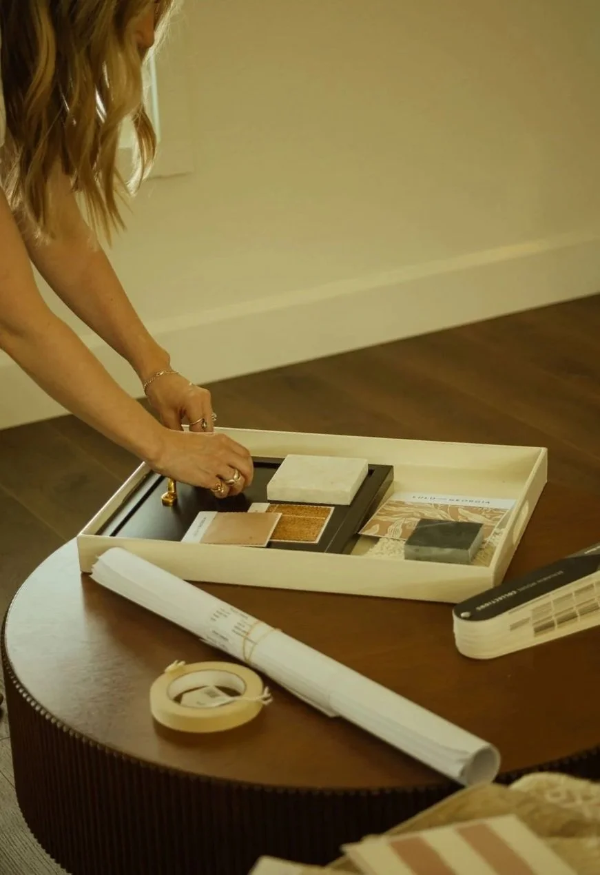 Curated interior design materials and finish selections for a residential home project.
