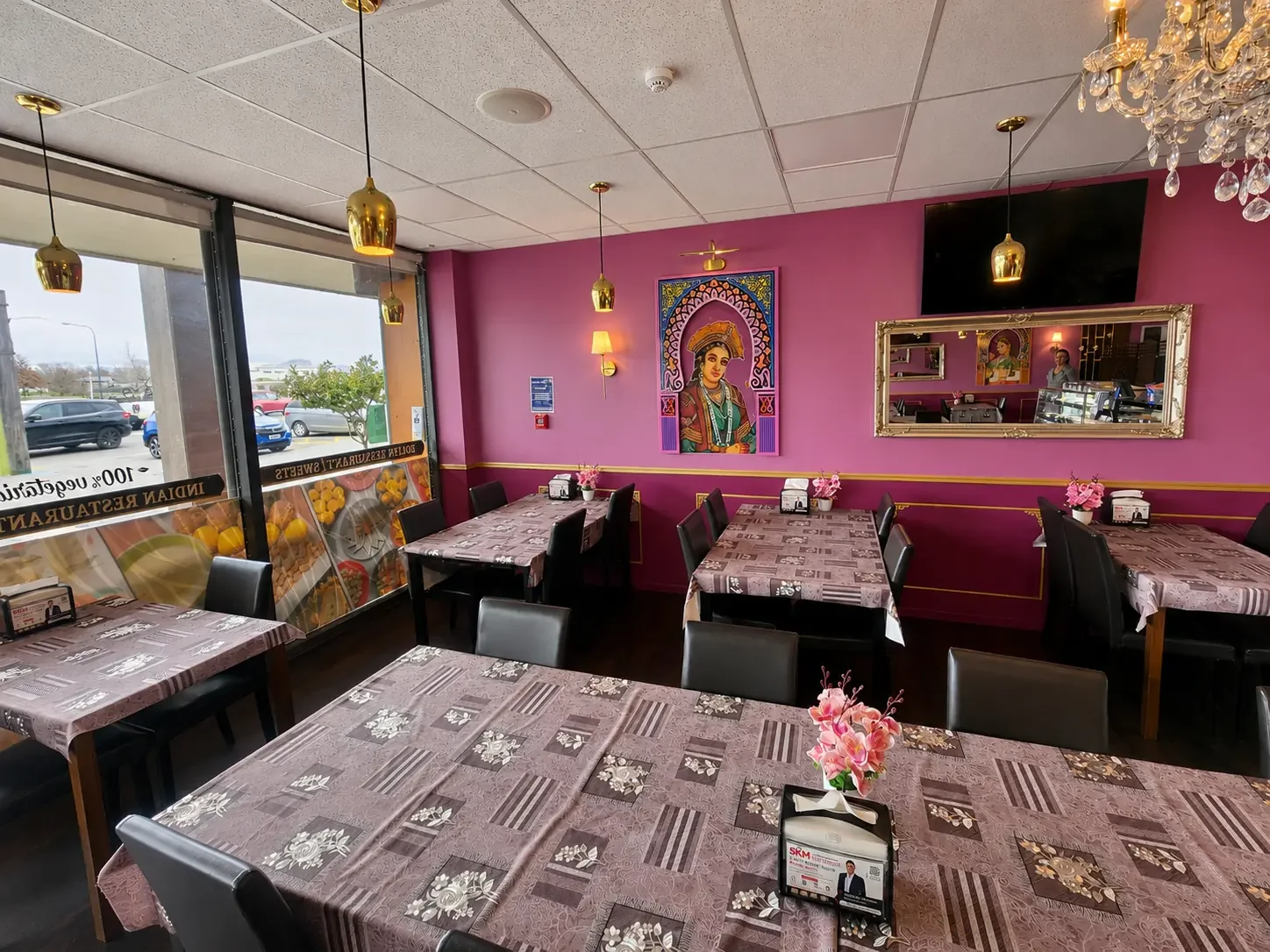 Dining area inside Bolina Sweets and Indian Restaurant in Kaiapoi