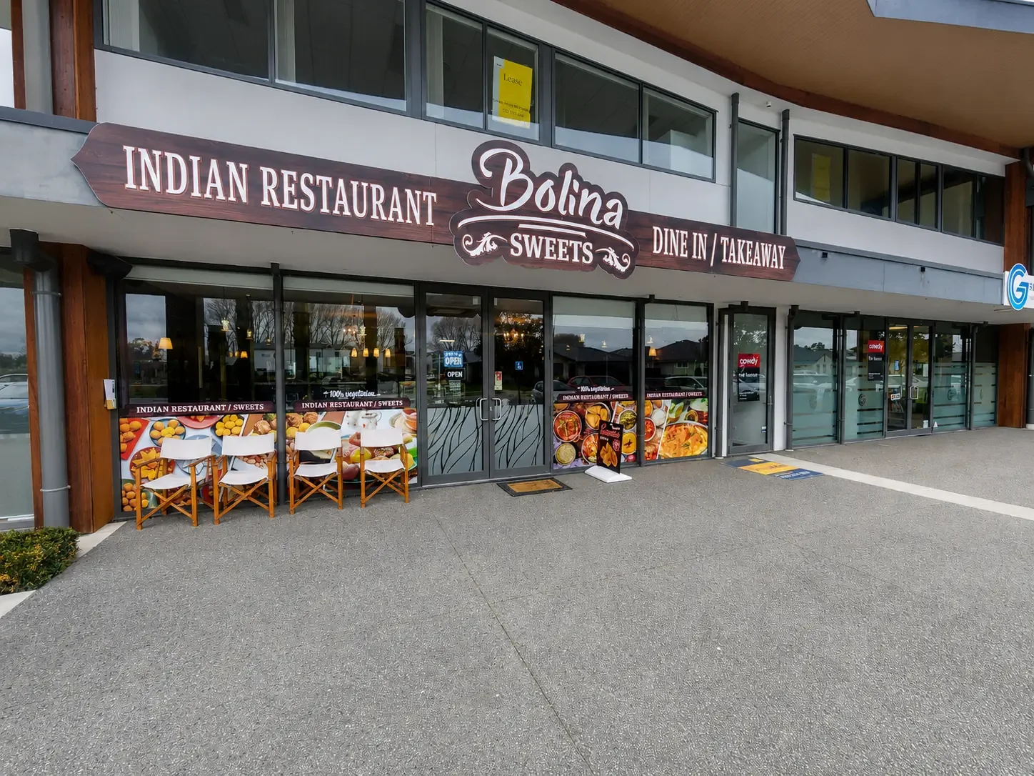 Bolina Sweets and Indian Restaurant storefront at Silverstream Retail Village