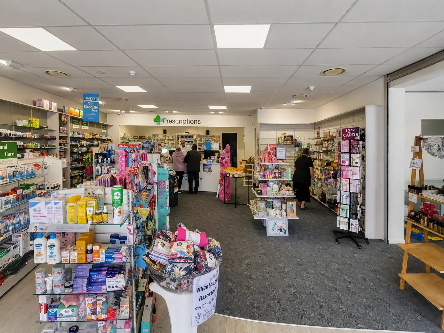 Bright interior and product displays inside Silverstream Pharmacy