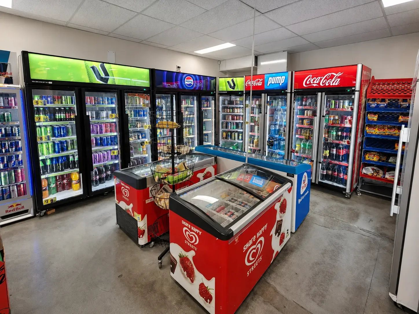 Chilled drinks, dairy products and frozen foods at Naya Supermarket