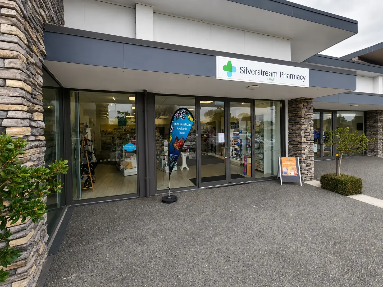 Silverstream Pharmacy storefront at Silverstream Retail Village in Kaiapoi