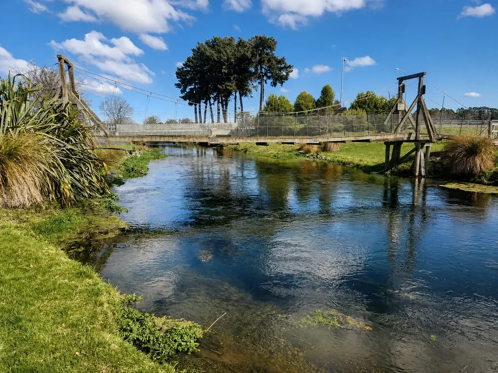 Butchers Bridge crossing the Silverstream waterway near Kaiapoi