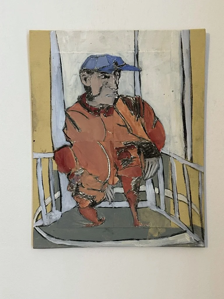 'He even looked a little different'. 30cm x 24cm. Acrylic and charcoal on canvas