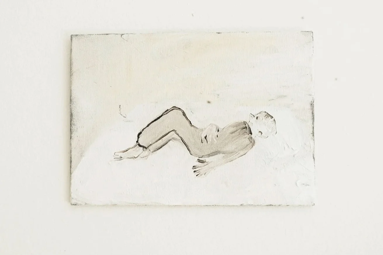 'Some bed'. 18cm x 12.5cm. Oil on canvas.