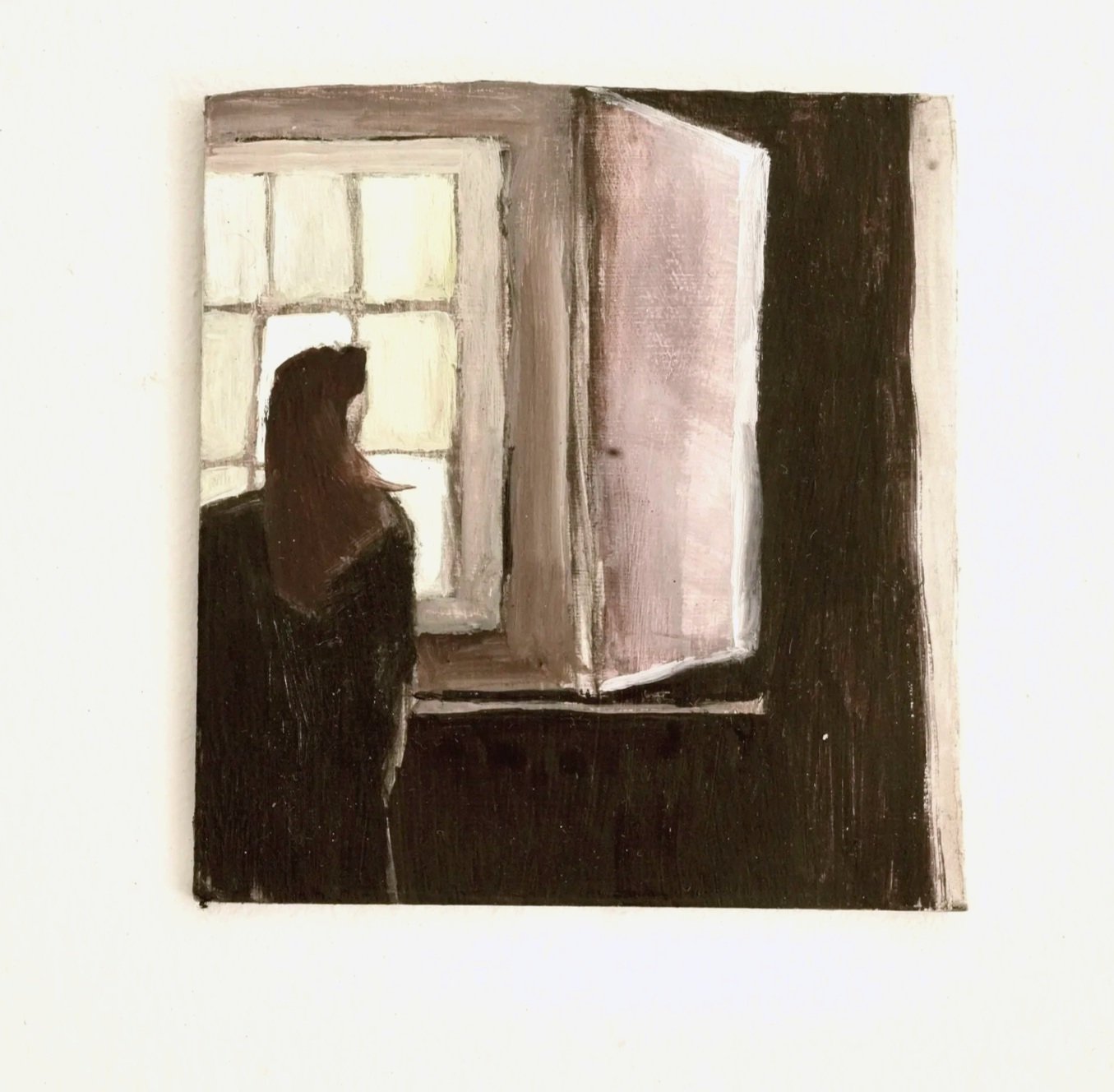 'This thing has sides and a lid.' 9cm x 10cm. Oil on board. 