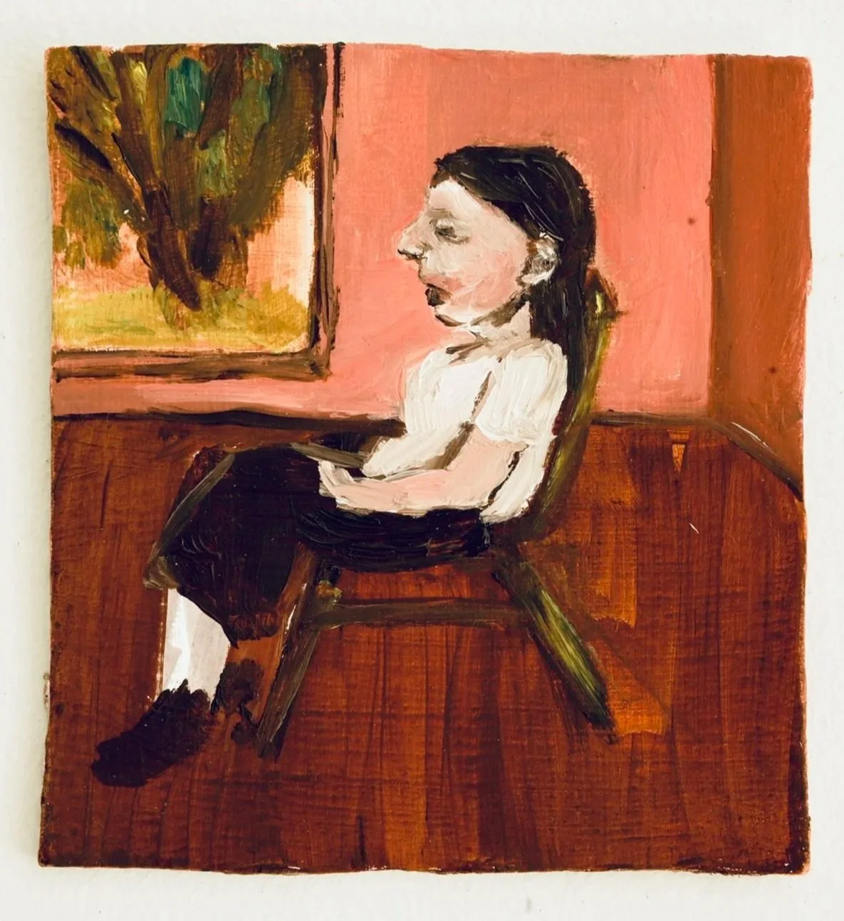 'Hilary'. 9.2cm x 10cm. Oil on board. 