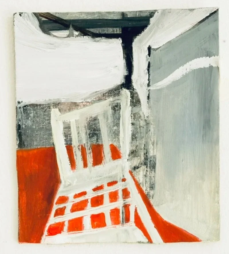 'Stop shouting and look there's the sky'. 8.5cm x 10cm. Oil on board. 