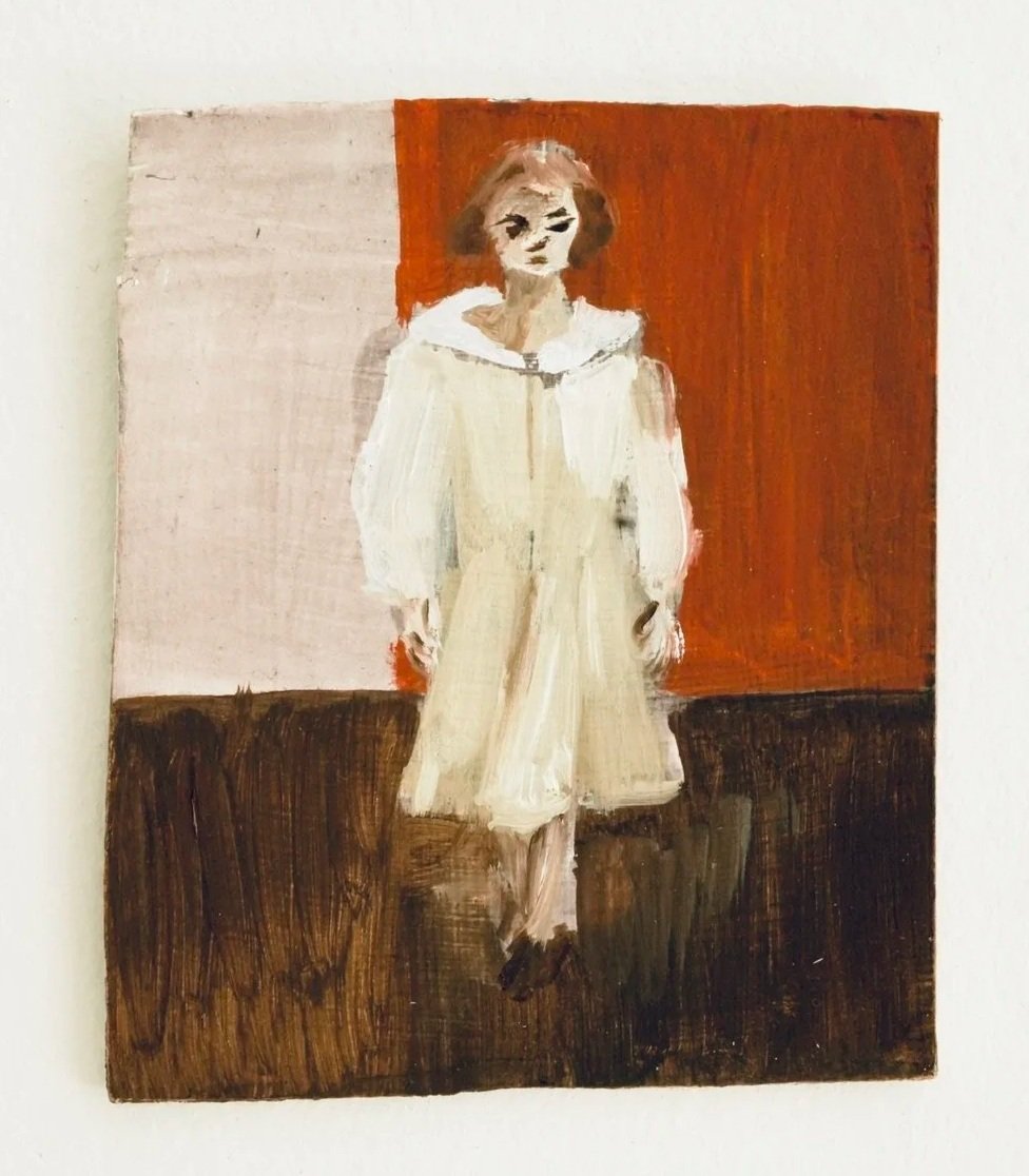 'The acceptable word was 'tomorrow''. 8.2cm x 10cm. Oil on board. 