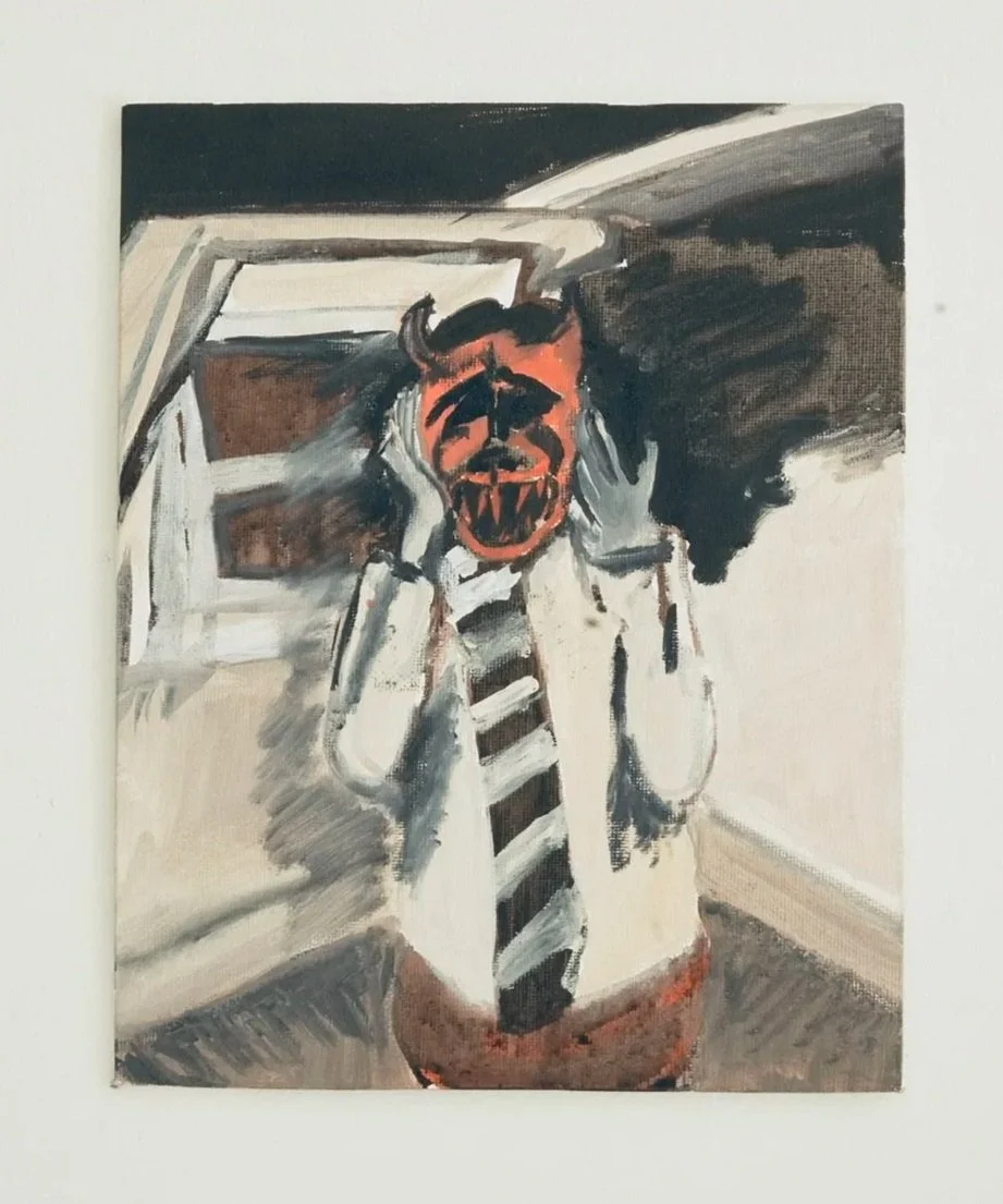 'The smell of you is in the roof of my mouth'. 20cm x 25cm. Ink and Oil on board. 