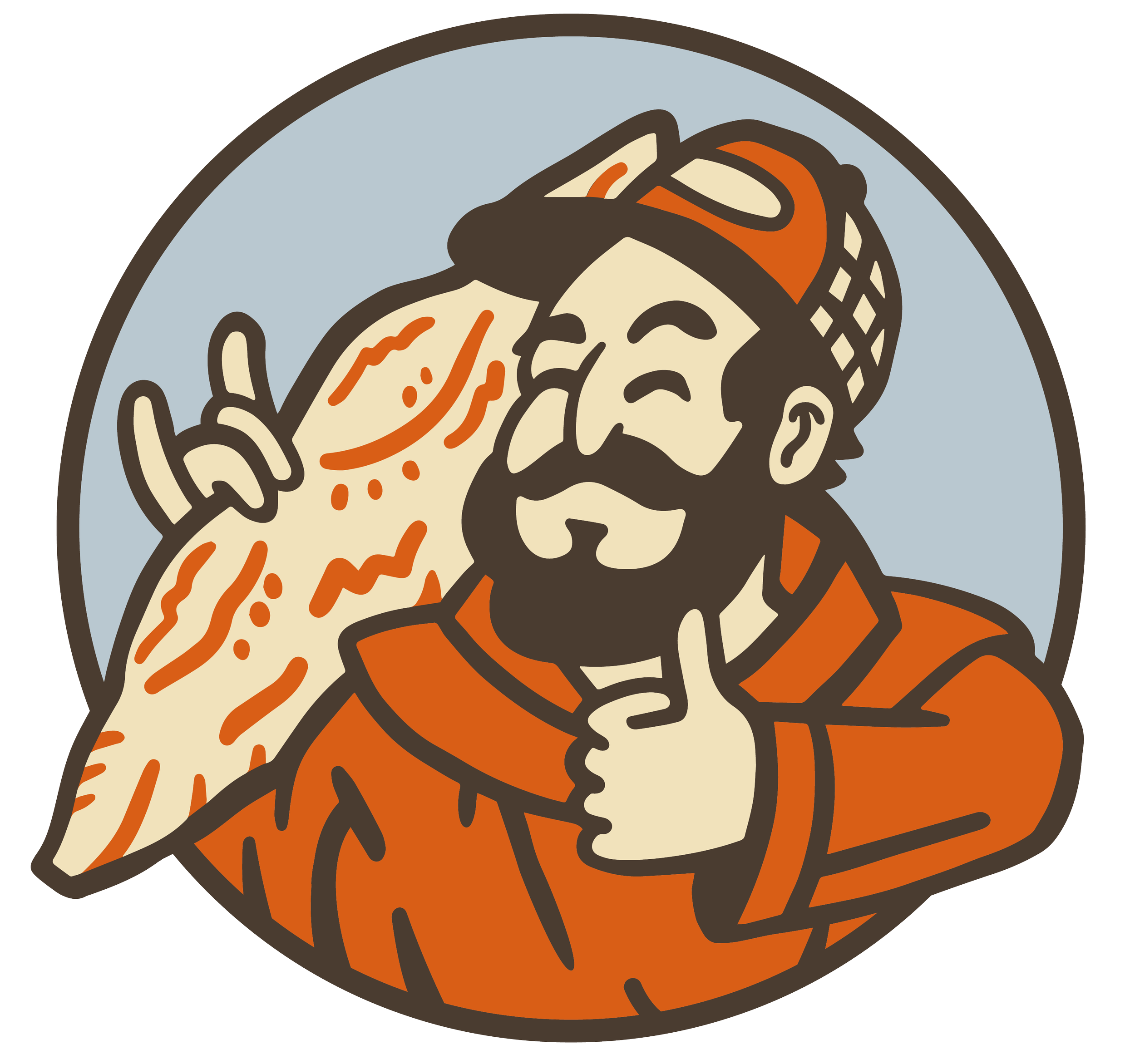 Logo featuring man holding bread