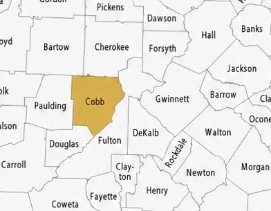 Map highlighting Cobb County in Georgia.