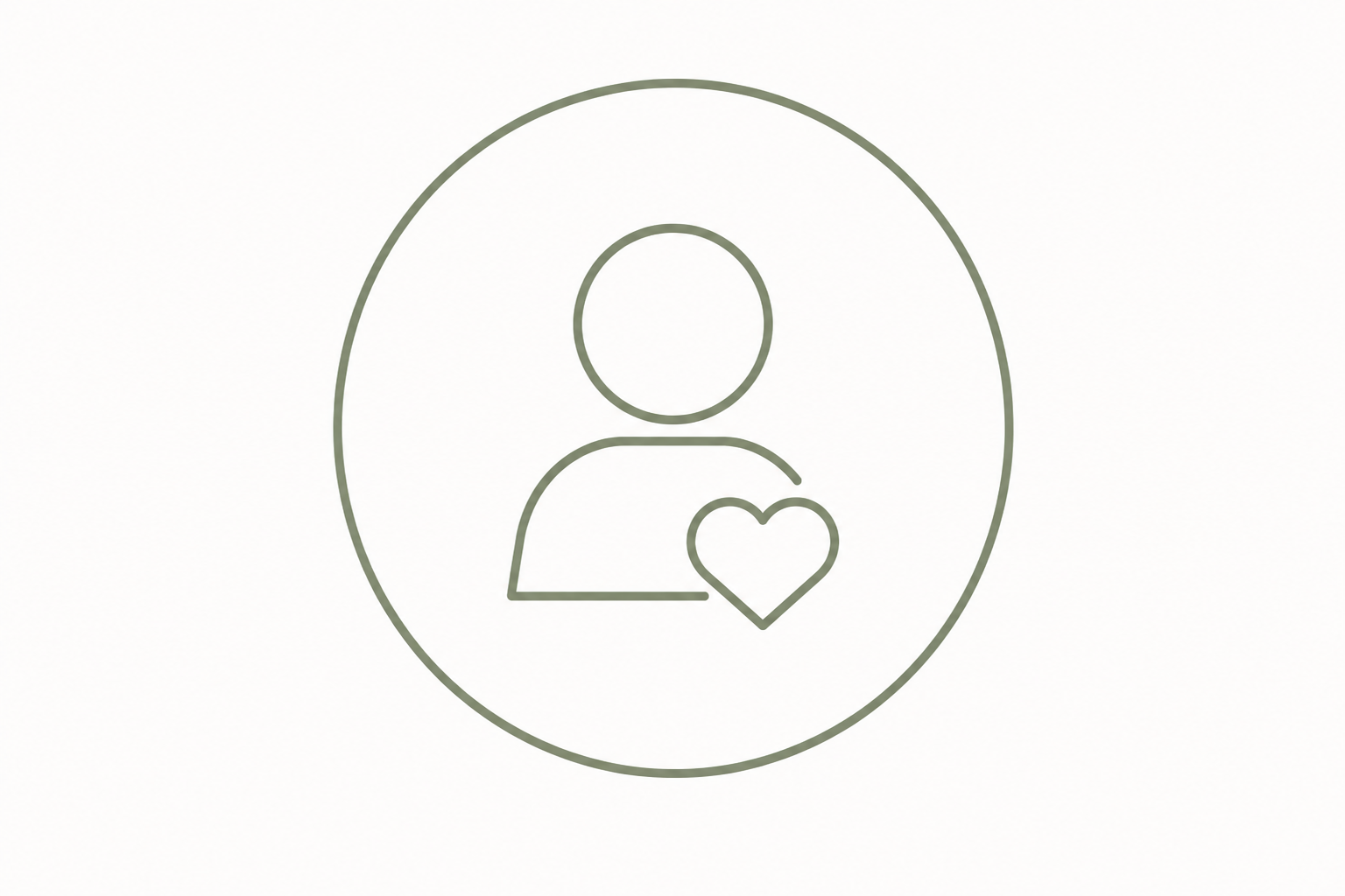 Icon of a person with a heart, enclosed in a circle.