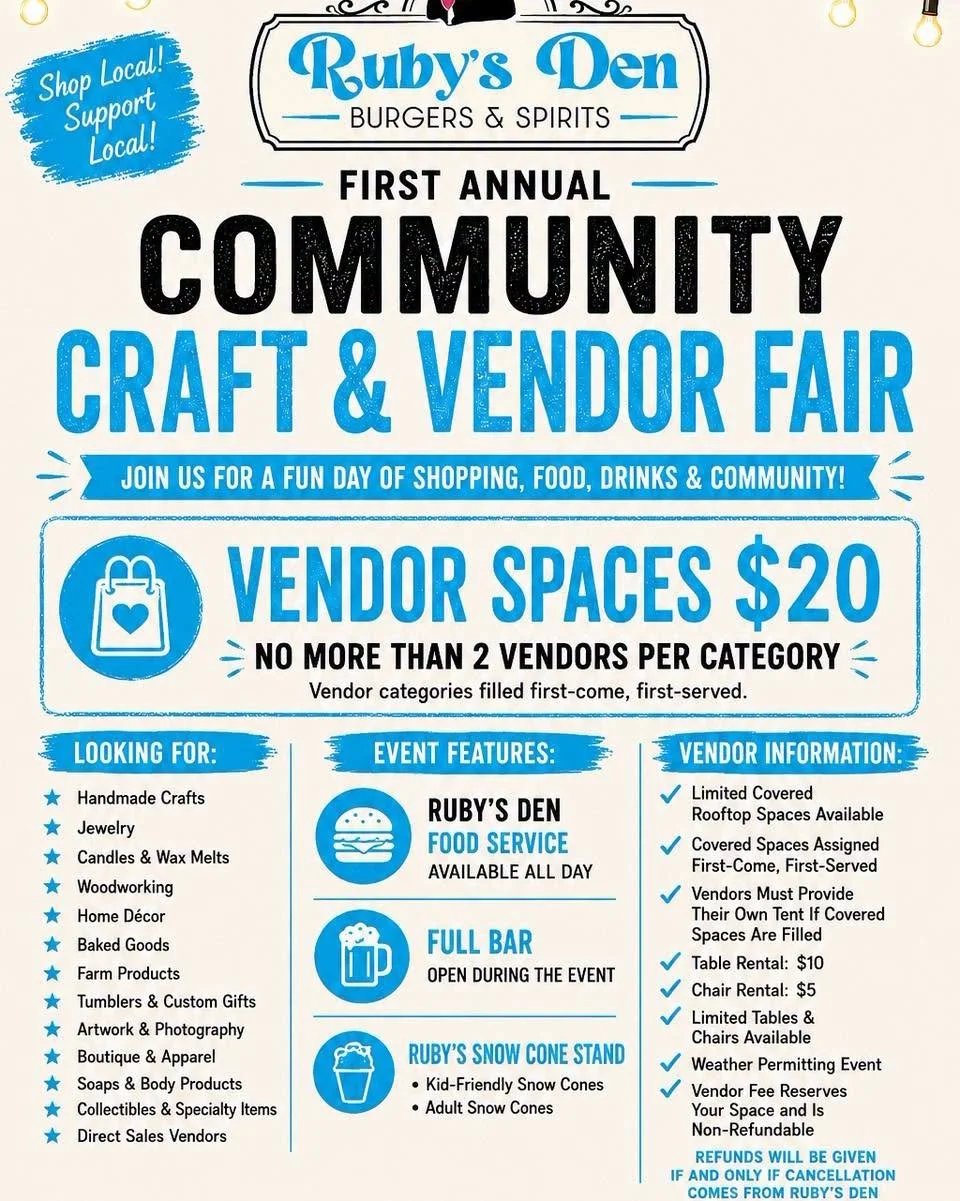 Ruby's Den's First Annual Community Craft & Vendor Fair