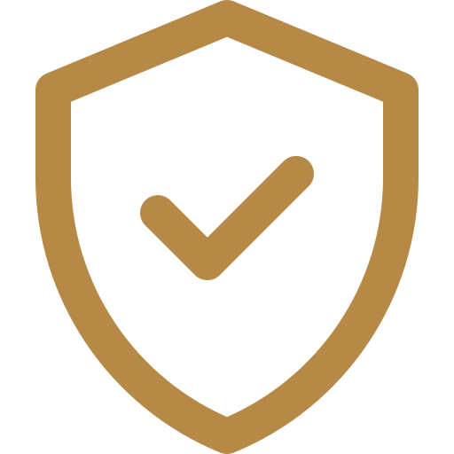 Outline of a shield with a checkmark in the center, symbolizing security or protection.