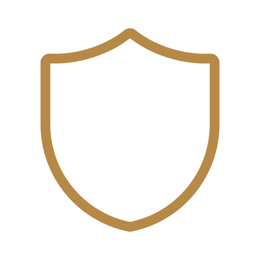 A brown outline of a shield on a black background.