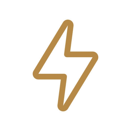 Brown lightning bolt icon on a black background