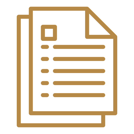 Icon of a document with text lines and a small square at the top left, representing a file or report.