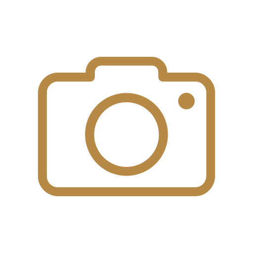 Placeholder image of a camera icon with brown outline on a black background.